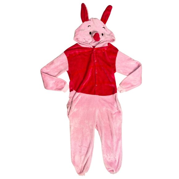 Little Pig Hooded Union Suit Costume Fleece Onesie Pajama For Adults Size S - Picture 1 of 10